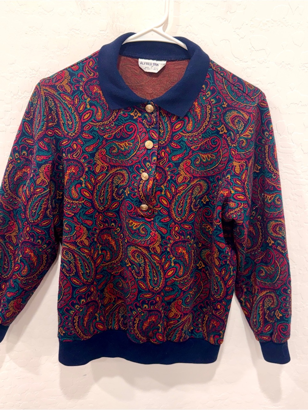 Alfred Dunner Paisley Sweater Womens Medium Multicolor Button-Front Grandmacore